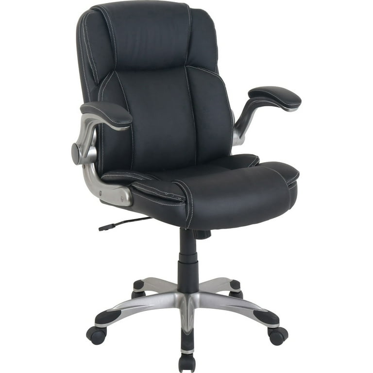 NuSparc Leather Rolling Chair - Mid Back - 5-star Base - Black - Bonded Leather - Armrest - 1 Each NuSparc Leather Rolling Chair - Mid Back - 5-star Base - Black - Bonded Leather - Armrest - 1 Each