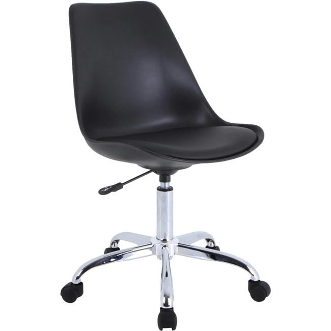 Black High Back Armless Task Chair with Chrome Base