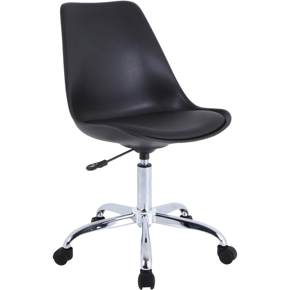 Black High Back Armless Task Chair with Chrome Base