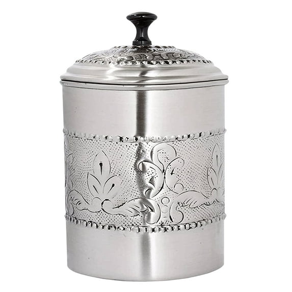 NuSteel Antique Pewter Embossed 5.5 QT Stainless Steel Canister, Beautiful Food Storage Container for Kitchen Counter, Tea, Sugar, Coffee, Caddy, Flour Canister with Rubber seal lid,TG-411-5.5