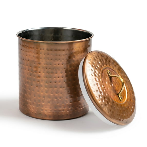Nu Steel Hammered Antique Copper 4 QT Stainless Steel Canister with rubber seal lid