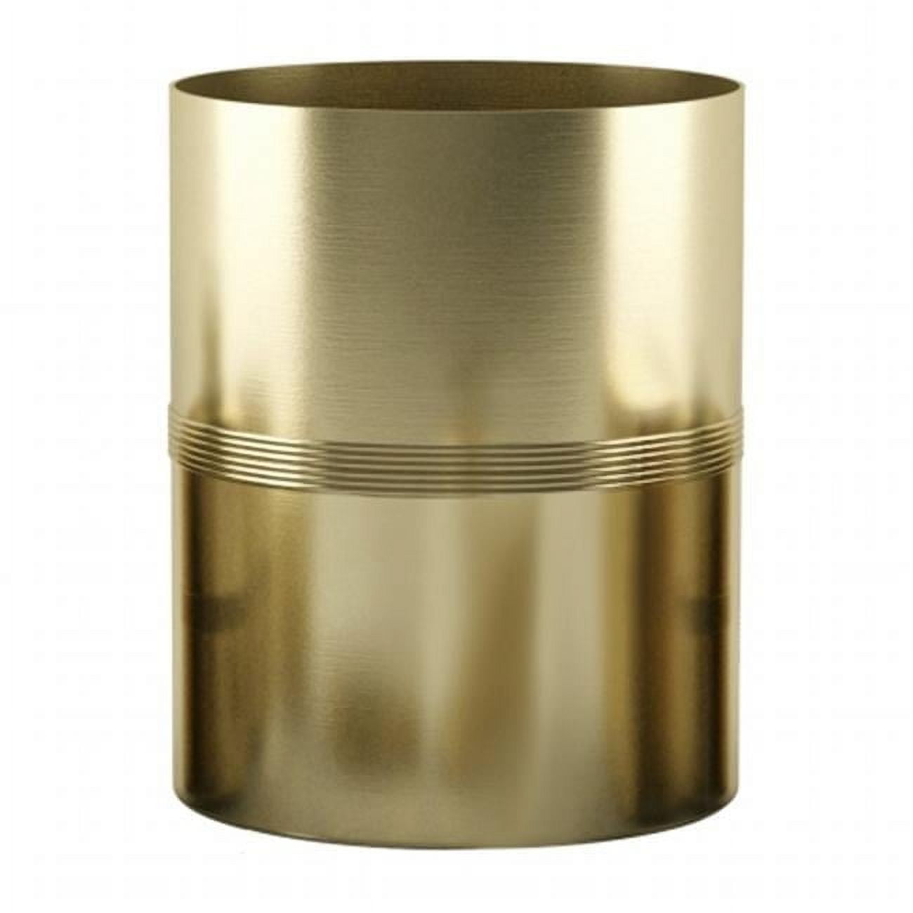 Gold Stainless Steel Decorative Bathroom Wastebasket, 7.75" x 10"