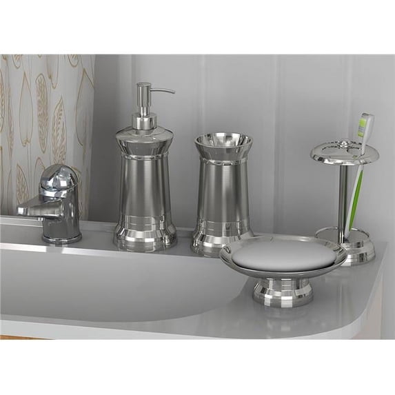 NuSteel LHMS-3456-SET4 Soap Dish Tooth Brush Holder Tumbler & Lotion Pump Light House Set 4 Piece