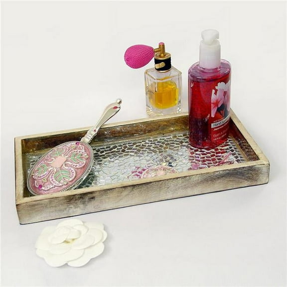 NuSteel Mosaic Tray for Luxurious bath countertop, Holder for Guest Hand Towel, Watch, Earring,Makeup Brush,Reading Glass,Perfume, Jewelry,Perfect For Kitchen Counters,Bathrooms ,Silver Mosaic TR-240