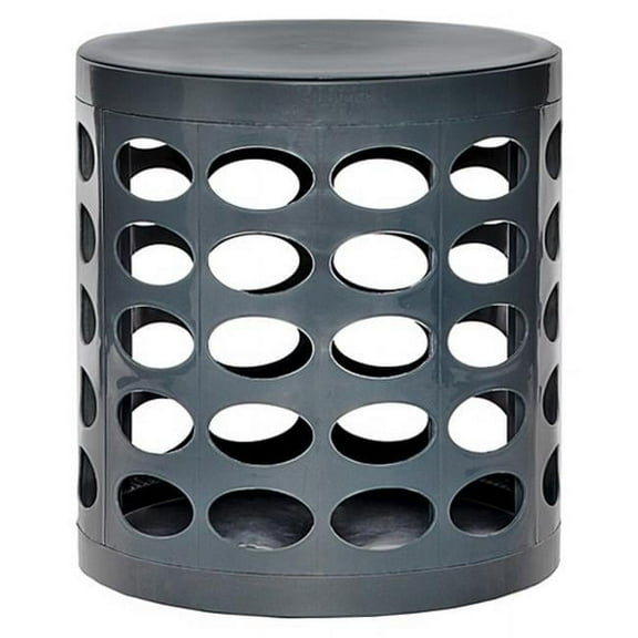 NuSteel Otto Storage Stool - Round Plastic Storage Ottoman with Oval Perforated Pattern Black