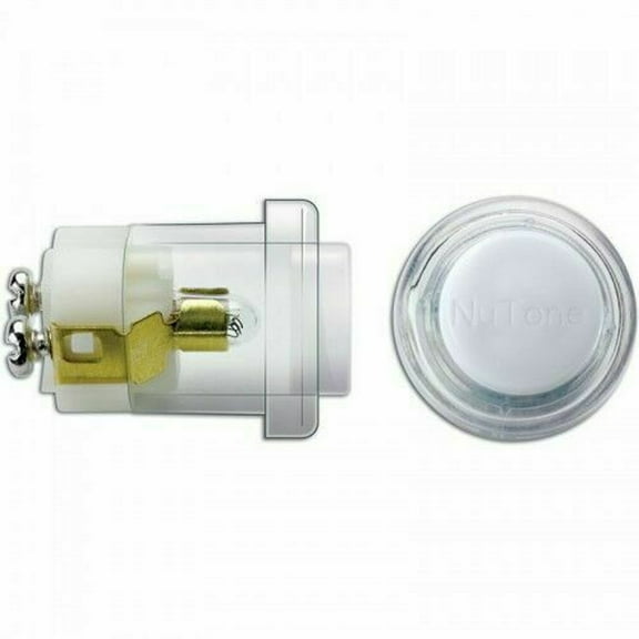 NuTone PB18LWHCL Round Wired Lighted Door Chime Push Button White with Clear Ring
