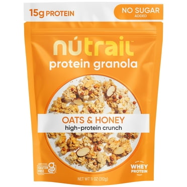 NuTrail 15g Protein Granola Cereal, Oats & Honey, No Sugar Added, Gluten Free, Made with Whey, 11 oz. 1 Count