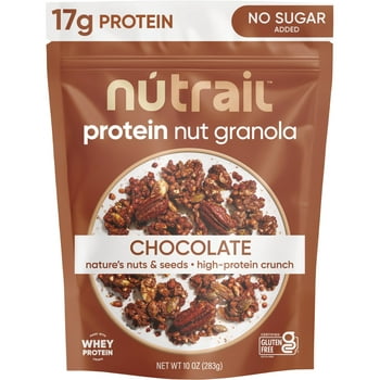 NuTrail 17g Protein Nut Granola Cereal, Chocolate, No Sugar Added, Keto, Low Carb, Gluten Free, Grain Free, Healthy Breakfast 10 oz. 1 Count