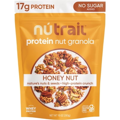 NuTrail 17g Protein Nut Granola Cereal, Honey Nut, No Sugar Added, Keto, Low Carb, Gluten Free, Grain Free, Healthy Breakfast 10 oz. 1 Count