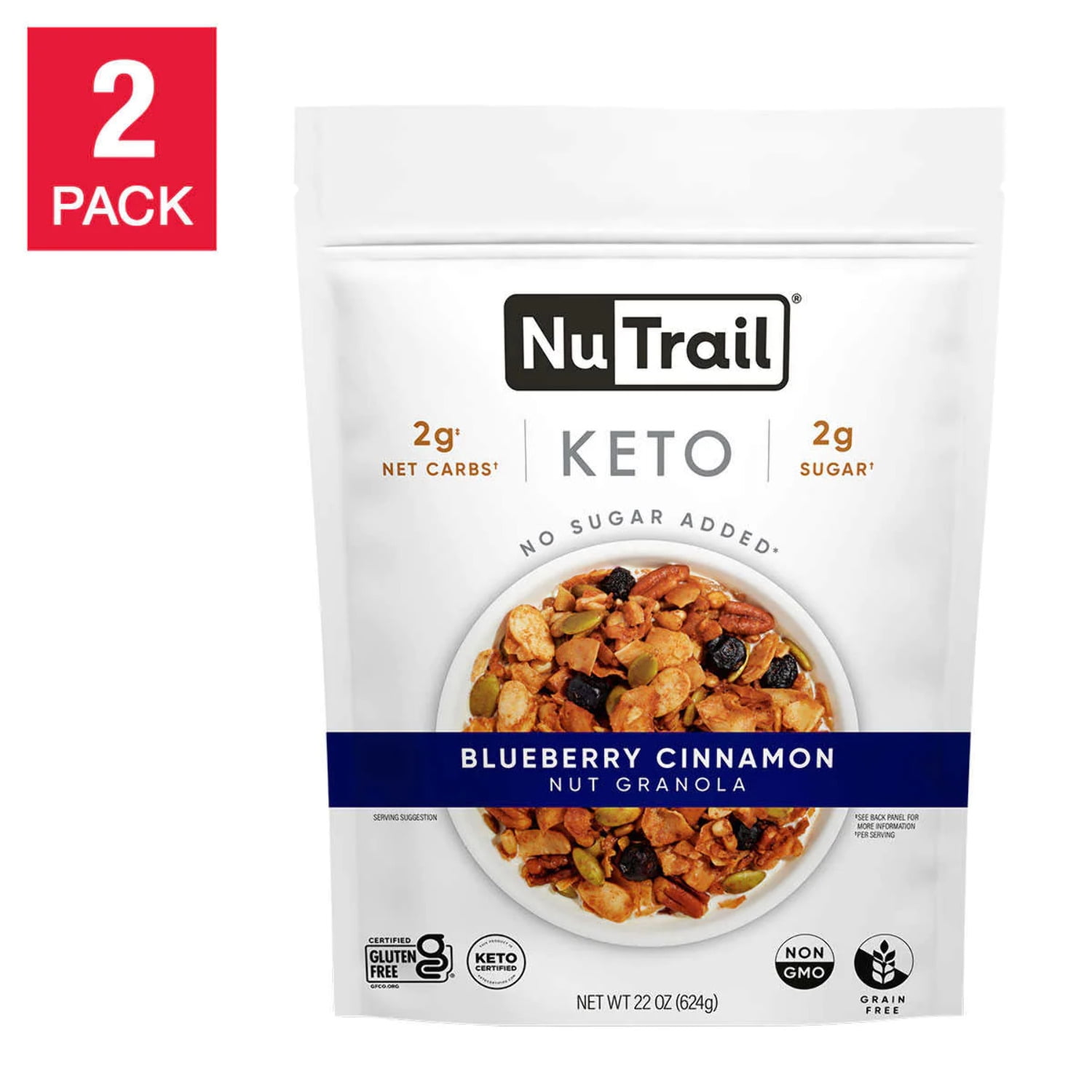 NuTrail Keto Nut Granola Blueberry Cinnamon 2Pack (22 oz each)