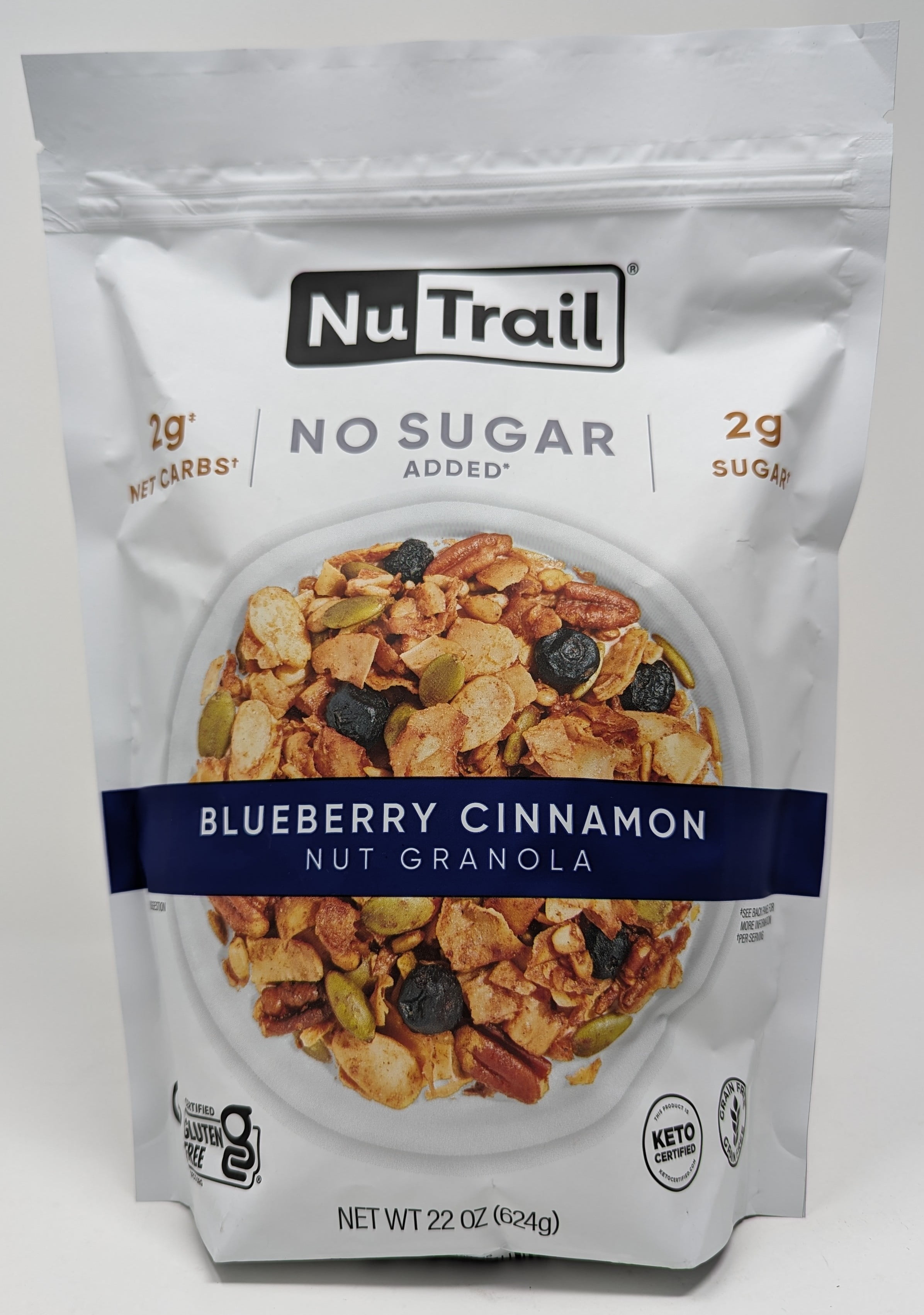 NuTrail Low Karb Keto Blueberry Cinnamon Nut Granola Healthy Breakfast