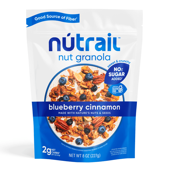 NuTrail Nut Granola Blueberry Cinnamon, No Sugar Added, Keto, Grain Free, Gluten Free, 8oz