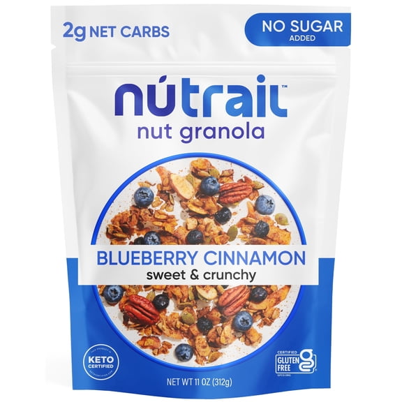 NuTrail Nut Granola Cereal, Blueberry Cinnamon, No Sugar Added, Keto, Gluten Free, 11 oz. 1 Count pack of 1