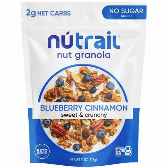 NuTrail Nut Granola Cereal, Blueberry Cinnamon, No Sugar Added, Keto, Gluten Free, 11 oz. 1 Count pack of 1