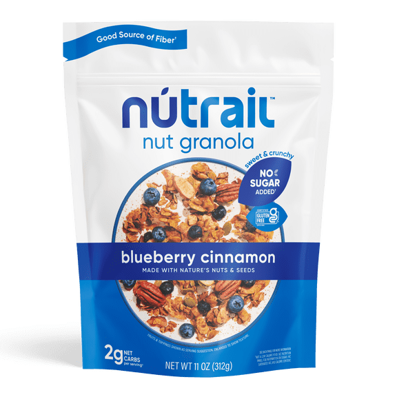 NuTrail Nut Granola Cereal, Blueberry Cinnamon, No Sugar Added, Keto, Gluten Free, 11 oz. 1 Count