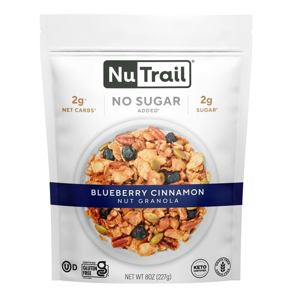NuTrail Nut Granola Cereal, Blueberry Cinnamon, No Sugar Added, Keto, Low Carb, Gluten Free, Grain Free, Healthy Breakfast 8 oz. 1 Count