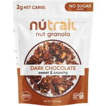 NuTrail Nut Granola Cereal, Dark Chocolate, No Sugar Added, Keto, Gluten Free,  11 oz 1 Count