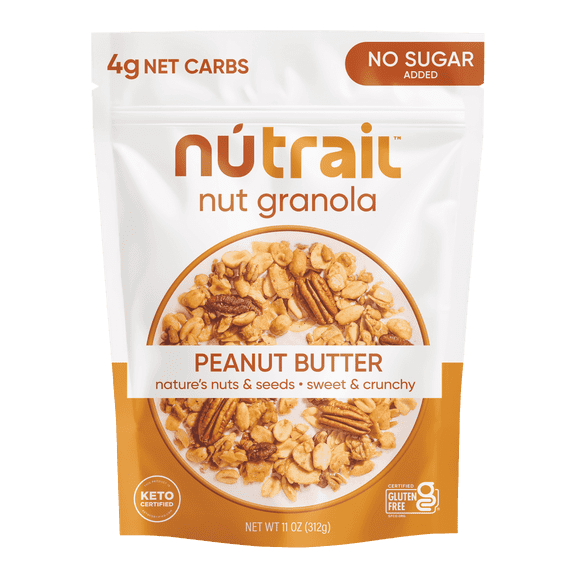 NuTrail Nut Granola Cereal, Peanut Butter, No Sugar Added, Keto, Gluten Free, 11 oz. 1 Count