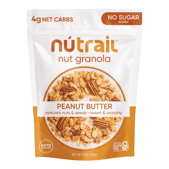 NuTrail Nut Granola Cereal, Peanut Butter, No Sugar Added, Keto, Gluten Free, 11 oz. 1 Count