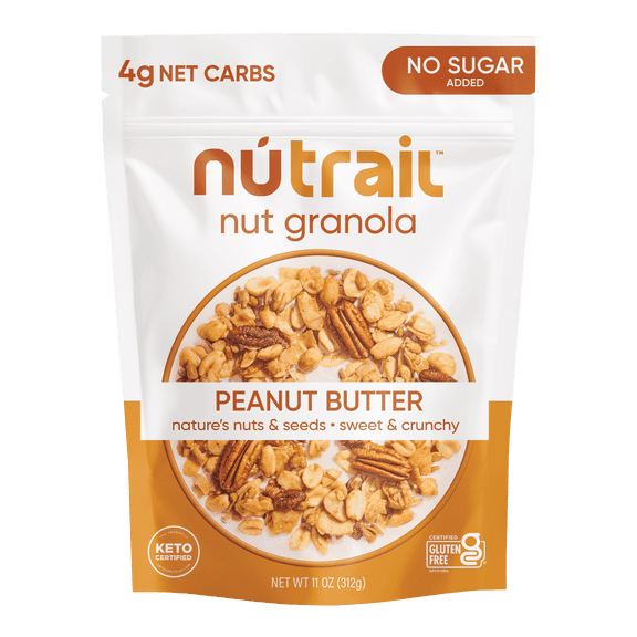 NuTrail Nut Granola Cereal, Peanut Butter, No Sugar Added, Keto, Gluten Free, 11 oz. 1 Count
