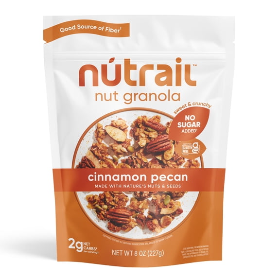 NuTrail Nut Granola Cinnamon Pecan, No Sugar Added, Keto, Grain Free, Gluten Free, 8oz