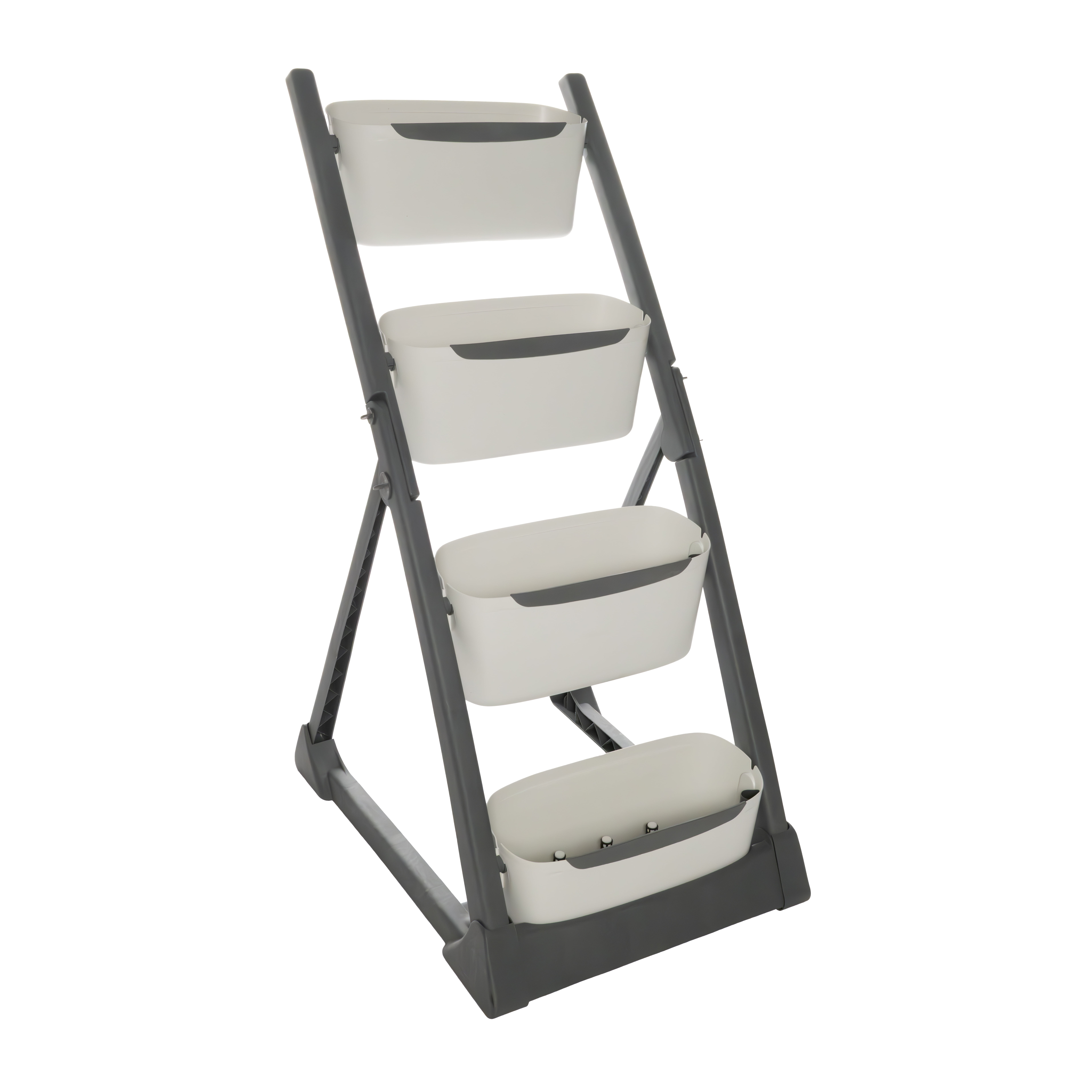 NuVue Products 2-in-1 Vertical Outdoor Garden Bed with 4 Tiers, White/Gray