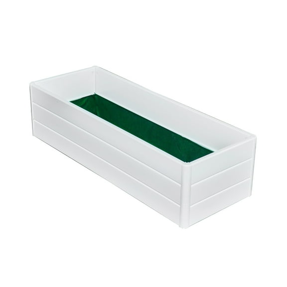 NuVue Products 26009 Outdoor Terrace Garden Bed, 36.5" x 13" x 11.5" High White PVC Woodgrain Planter Box