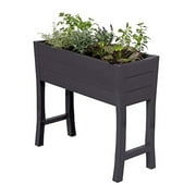 NuVue Products 26021 Elevated Garden Bed - 36” x 15” x 32” Slate Gray PVC Woodgrain Texture Weather-Resistant Planter Box, 1 Count