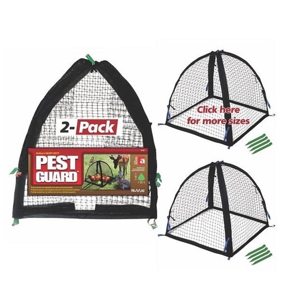 NuVue Products 32100 Pop-Up Garden Netting Pest Guard Mesh Plant Cover Tents for Pest and Animal Control, Pack of 2, Black, 22" x 22" x 22"