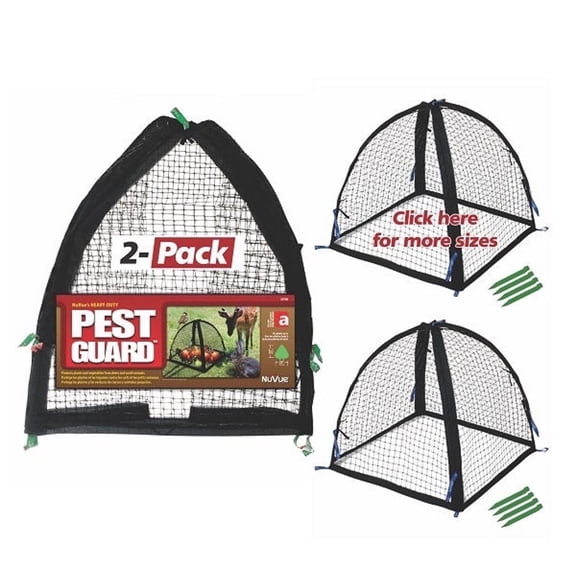 NuVue Products 32102 Pop-Up Garden Netting Plant Covers for Pest and Animal Control, Pack of 2, Black, 28" x 28" x 30"