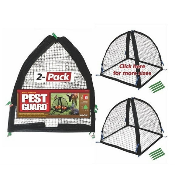 NuVue Products 32103 Pop-Up Garden Netting Pest Guard Mesh Plant Cover Tents for Pest and Animal Control, Pack of 2, Black, 36" x 36" x 38"