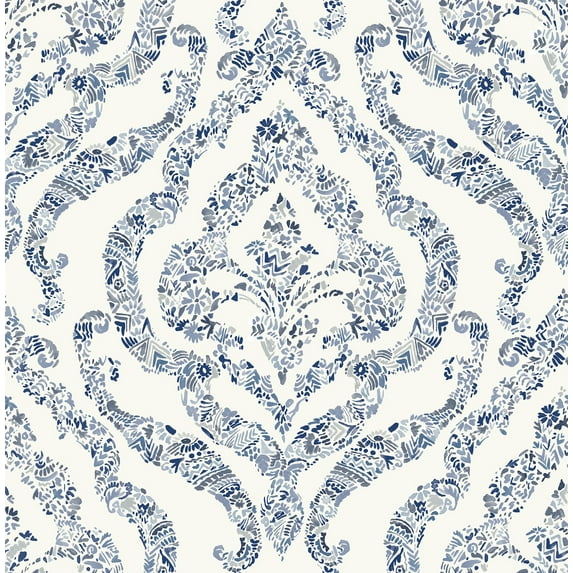 NuWallpaper Blue Guildford Vinyl Peel And Stick Wallpaper, 216-in by 20.5-in, 30.75 sq. ft.