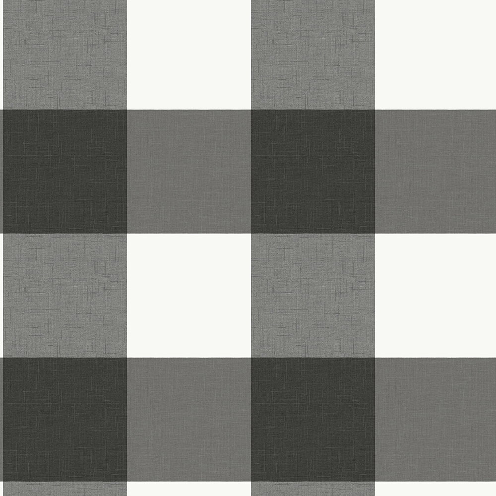 NuWallpaper Charcoal Farmhouse Plaid Vinyl Peel And Stick Wallpaper, 216-in by 20.5-in, 30.75 sq. ft.