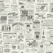 NuWallpaper Charcoal Published Vinyl Peel And Stick Wallpaper, 216-in by 20.5-in, 30.75 sq. ft.