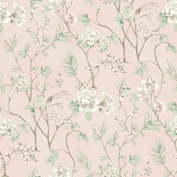 NuWallpaper Chinoiserie Garden Pink Peel and Stick Wallpaper