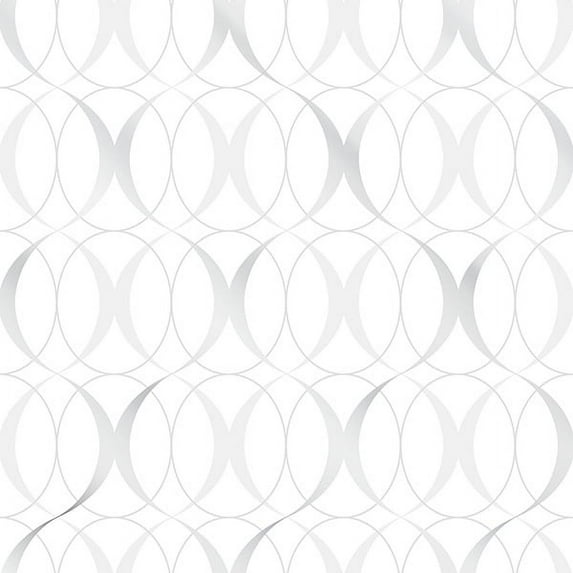 NuWallpaper Circulate Light Silver Vinyl Peel And Stick Wallpaper, 216-in by 20.5-in, 30.75 sq. ft.