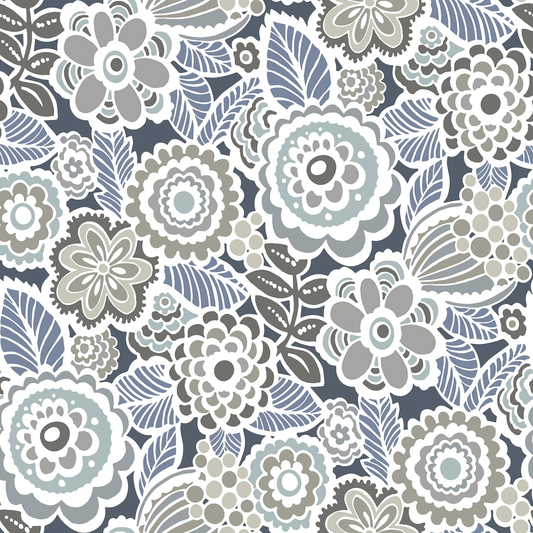 Dream On Navy Floral Peel and Stick Vinyl Wallpaper