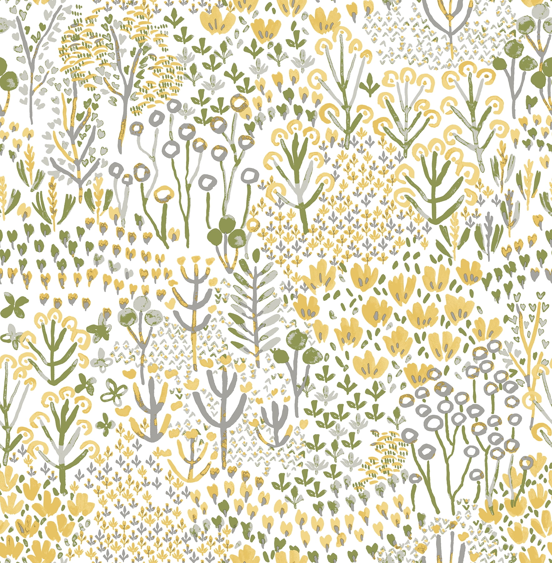 Yellow and Green Floral Self-Adhesive Wallpaper