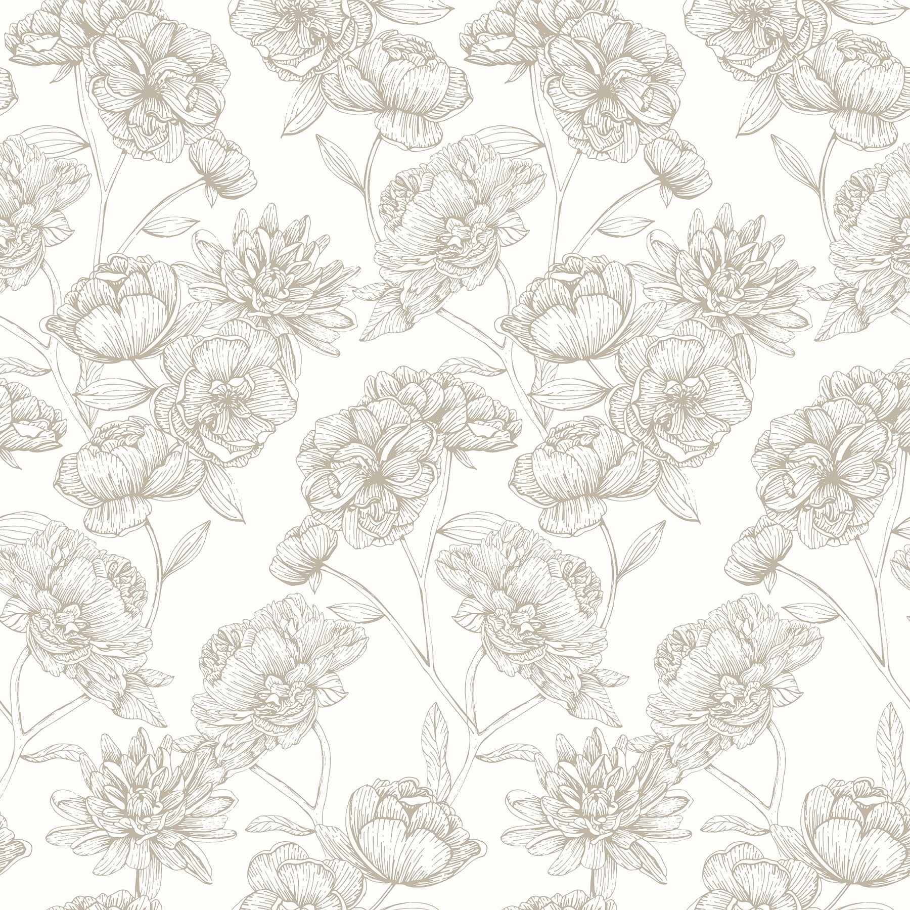 Cream and Gold Floral Self-Adhesive Peel and Stick Wallpaper