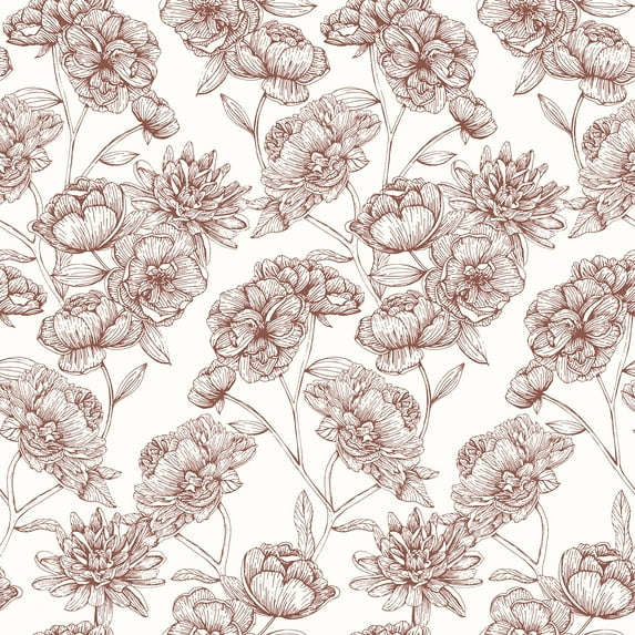 NuWallpaper Gilded Floral Oxblood Peel and Stick Wallpaper