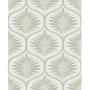 NuWallpaper Green Primitive Leaves Vinyl Peel And Stick Wallpaper, 216-in by 20.5-in, 30.75 sq. ft.
