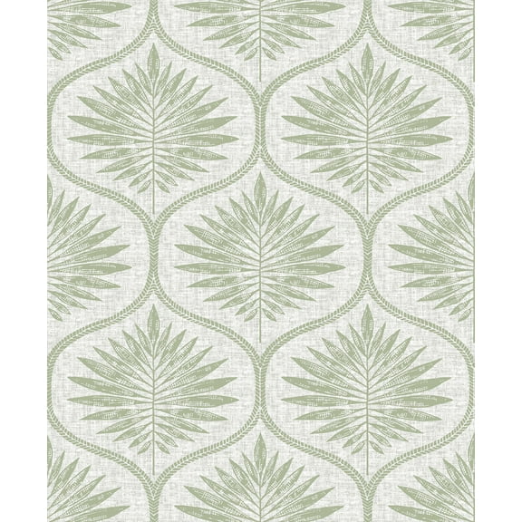 NuWallpaper Green Primitive Leaves Vinyl Peel And Stick Wallpaper, 216-in by 20.5-in, 30.75 sq. ft.