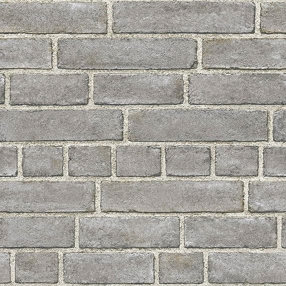 NuWallpaper Grey Brick Façade Vinyl Peel And Stick Wallpaper, 216-in by 20.5-in, 30.75 sq. ft.