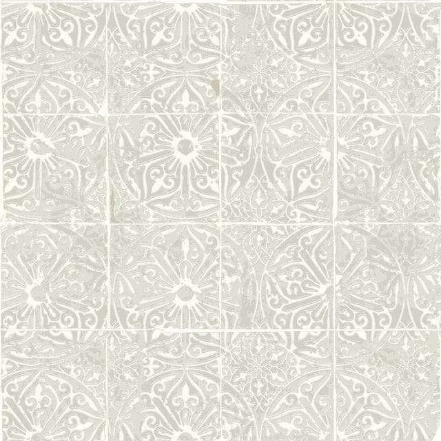 NuWallpaper Grey Provincial Tile Peel and Stick Wallpaper