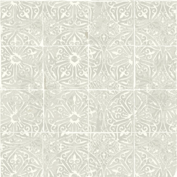 NuWallpaper Grey Provincial Tile Peel and Stick Wallpaper