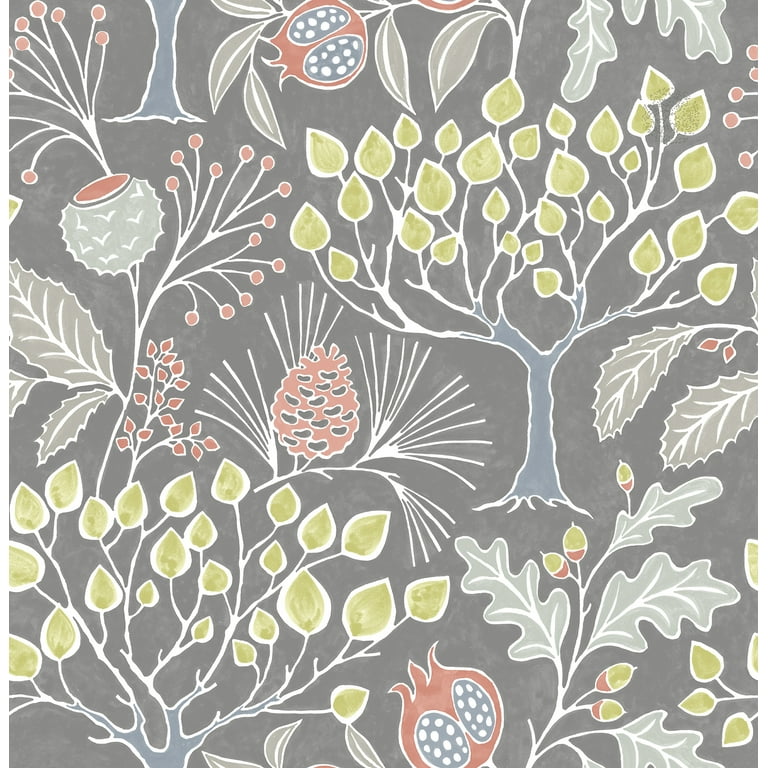 NuWallpaper Groovy Garden Grey Peel & Stick Wallpaper NuWallpaper Groovy Garden Grey Peel & Stick Wallpaper