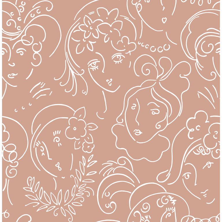 Ladies Who Lunch Terracotta Nu Self Adhesive Wallpaper