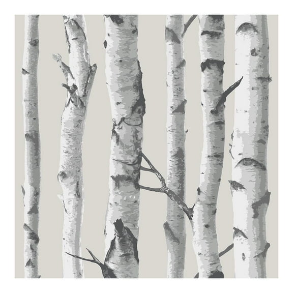NuWallpaper Multicolor Birch Tree Vinyl Peel And Stick Wallpaper, 216-in by 20.5-in, 30.75 sq. ft.