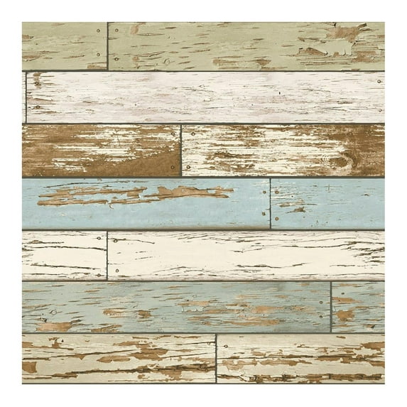 NuWallpaper NU2188 Old Salem Vintage Wood Peel & Stick Wallpaper, Blue
