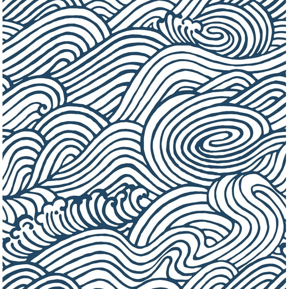 NuWallpaper Navy Saybrook Vinyl Peel And Stick Wallpaper, 216-in by 20.5-in, 30.75 sq. ft.